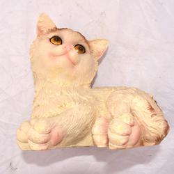 Figurine vintage de chat blanc à poil - Photo 0