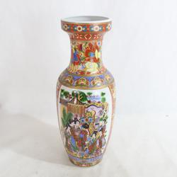 Vase asiatique peint à la main en céramique  - Photo 0