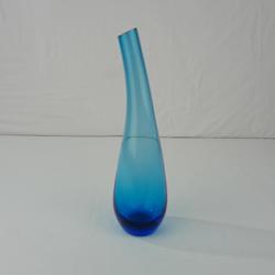 Vase soliflore en verre bleu teinté  - Photo 0