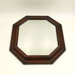 Miroir vintage octogonal bois  - Photo zoomée