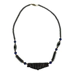 Collier style ethnique en perle d'hématite et lapis-lazuli - Photo 0