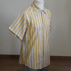 Chemise à manches courtes rayée multicolore, à dominante Orange, Jaune et Gris Perle - Taille 4 - Photo 1