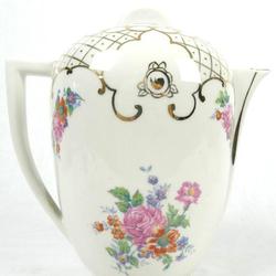 Théière en céramique floral à motifs en dorure - Photo 0
