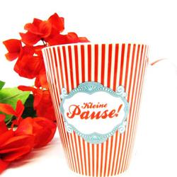 Blumchen Tasse rayures rouges et blanches "Kleine Pause! " - Photo 1