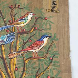 Papyrus d'Egypte aux motifs d'oiseaux colorés - Photo 1