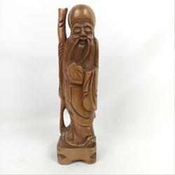 Sculpture Homme sage en bois - Style Asiatique - Photo 0