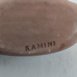 Vase Céramique Signé En Creux KAMINI De Couleurs Beige Et Dégradé De Marron 13 cm x 14 cm x 3 cm  - Photo 1