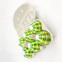 Boîte de 6 Oeufs/Bougies à dessins verts et blancs - Photo 0