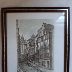Laval, La Grande Rue, Lithographie originale numérotée, signée par B. Marcou - Photo 0