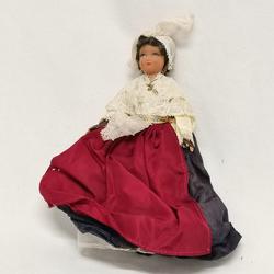 Petite poupée - 18 cm - poupée de collection - rouge - violine - dentelle - poupée folklorique  - Photo 0