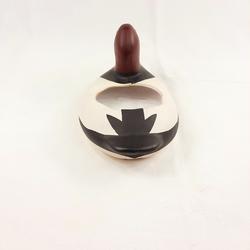 Vide-poche "canard" déco en céramique blanche teintée de noir et marron - Photo 1