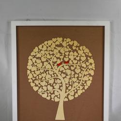 Grand tableau en bois : arbre coeurs - Photo 0