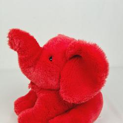 Peluche éléphant assis rouge 25 cm - Photo 1