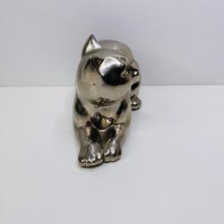 Statuette de chat assis en métal  - Photo 1