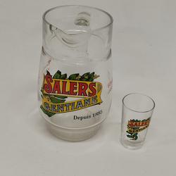 Ensemble Pichet et petit verre Salers - jaune - rouge - vert - transparent - Salers Gentiane depuis 1885 - salers  - Photo 0