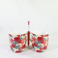 Duo de Mug à motif floral en céramique  - Photo 0