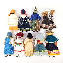 Collection de 9 poupées du monde- corps articulé en porcelaine - h:21 cm - Photo 1
