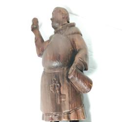 Grande Statue de moine en bois sculpté - Photo 0