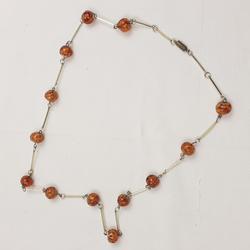 Collier en perles de verre orange avec fermoir à vis  - Photo 0