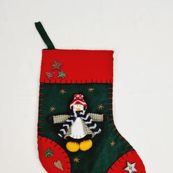 Noël - Chaussette feutrine de Noël décoction pingouin - 30 cm - Photo 0