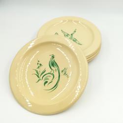 Lot de 5 assiettes plates motif canard et paon en porcelaine Boch la Louvière modèle M. Goupy - Photo 1