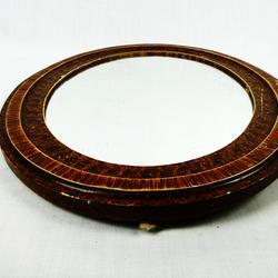 Ancien miroir ovale en bois  - Photo 1