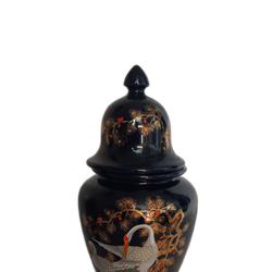 Paire De Vases Avec Couvercle Japonais Vintage En Porcelaine  - Photo 1