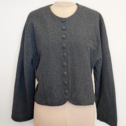 Blazer gris partiellement en laine vintage "Camaïeu" - T3 - Femme - Photo 0