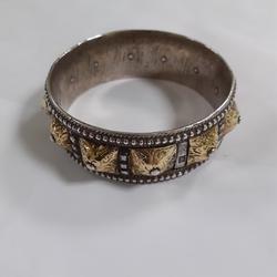 RARE ancien bracelet mounida "Soleil et lune" en argent et or - Photo 0