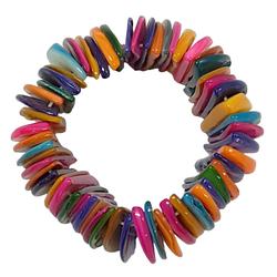 Bracelet manchette multicolore en perles coquillages lamelles nacrées Bijou bohème - Photo 1