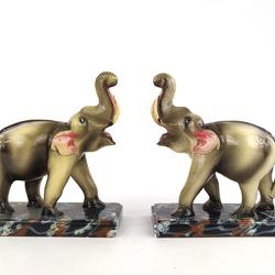 Ensemble de 2 éléphants en céramique émaillée - Photo 0
