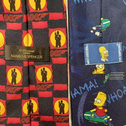 Lot de 2 cravates hommes bleues à motifs - Simpsons et Mark & Spencer - Photo 1