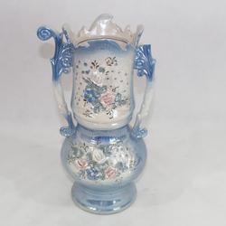 Vase Anse en céramique à décor floral peint main  - Photo zoomée