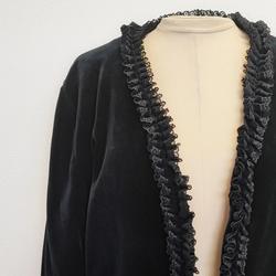 Boléro vintage noir en velours - XL - Femme - Photo 1