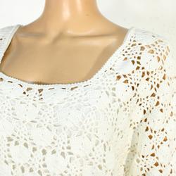 Pull Femme Blanc Vintage À Crochet Taille Estimé XL - Photo 1