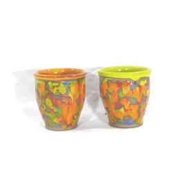 Lot de 2 verres en céramique émaillée - Peint à la main / décoration XISPEJAT - Photo 0