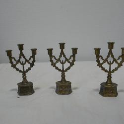 Lot de 3 mini chandeliers en métal doré - Photo 1