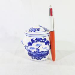 Petit Pot à motif " Moulins à vent " en porcelaine de Delft , Hollande  - Photo 1