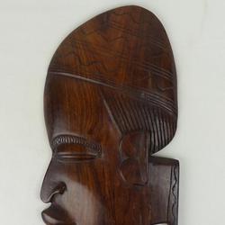 Décoration murale représentant un profil, Afrique de l'Ouest, bois sculpté, 35 cm - Photo 0