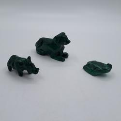 Petites statuettes animaux en malachite- lot de 3 - Photo 0