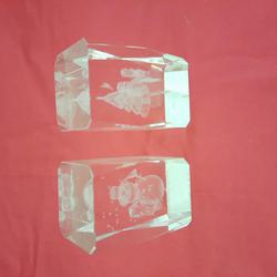 2 Sulfures presse-papier poétiques en verre atmosphère d'hiver  - Photo zoomée