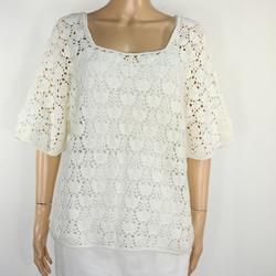 Pull Femme Blanc Vintage À Crochet Taille Estimé XL - Photo 0
