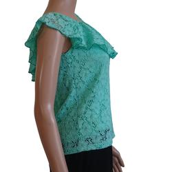 Haut turquoise broderie anglaise - J-COLLECTION - 34 - Photo 1