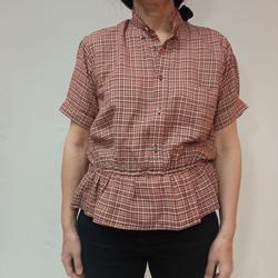 Chemise femme manche courte - Rembobinez - T36/38 - marron à carreaux noirs  - Photo 0