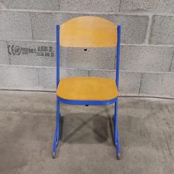Chaise bois avec armature métallique bleue - Photo 0