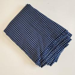 Coupon de tissu bleu à carreaux - Photo 0