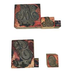 Lot de tampons et cylindres encreurs anciens - frises à motifs et lettres de l'alphabet - Photo 1