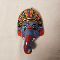 Tête de Ganesh en bois peint à la main - Photo 0