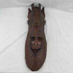 Grand masque africain du Sénégal en bois d'ébène - Photo 1