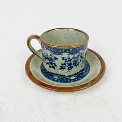 Tasse de café avec motif fleur bleu - Photo 1